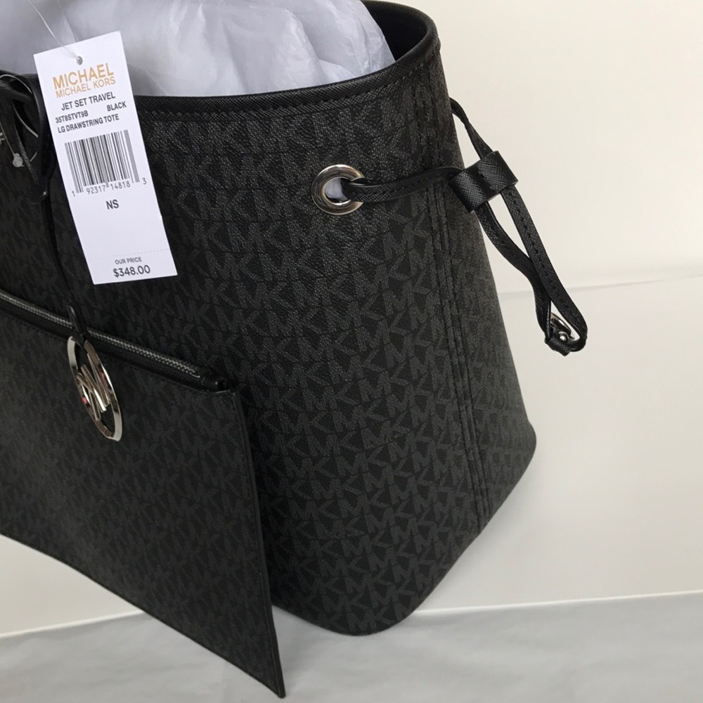 🌹🌸mk drawstring tote/shoulder bag large /black - Picture 3 of 8